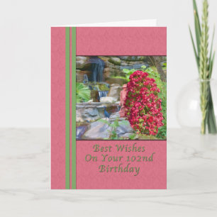 Carte Anniversaire, 102nd, bouganvillée, oiseaux,
