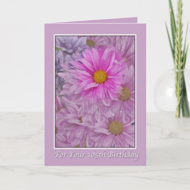 Carte Anniversaire, 105ème, Fêtes de Gerbera rose (Devant)