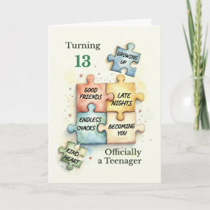 Carte Anniversaire 13 ans Devenir Adulte Pièces de Puzzl