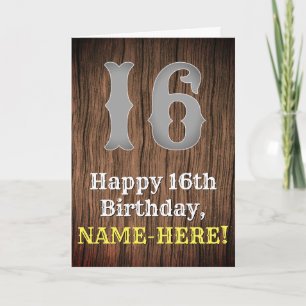 Carte Anniversaire 16e : Pays Inspiré par l'Ouest Look, 