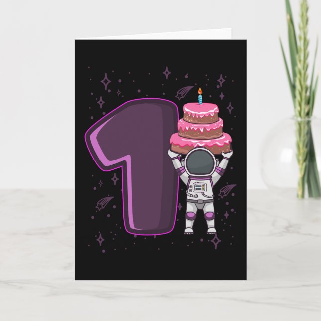 Carte ANNIVERSAIRE 1 1er anniversaire Toddler Astronaut (Devant)