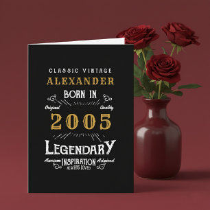 Carte Anniversaire 21 ans personnalisé Né en 2005 Vintag