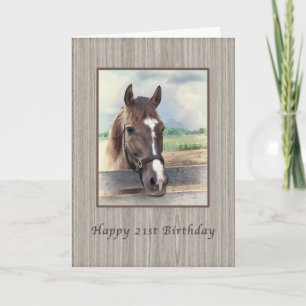 Carte Anniversaire, 21, Cheval Brown avec Bridle
