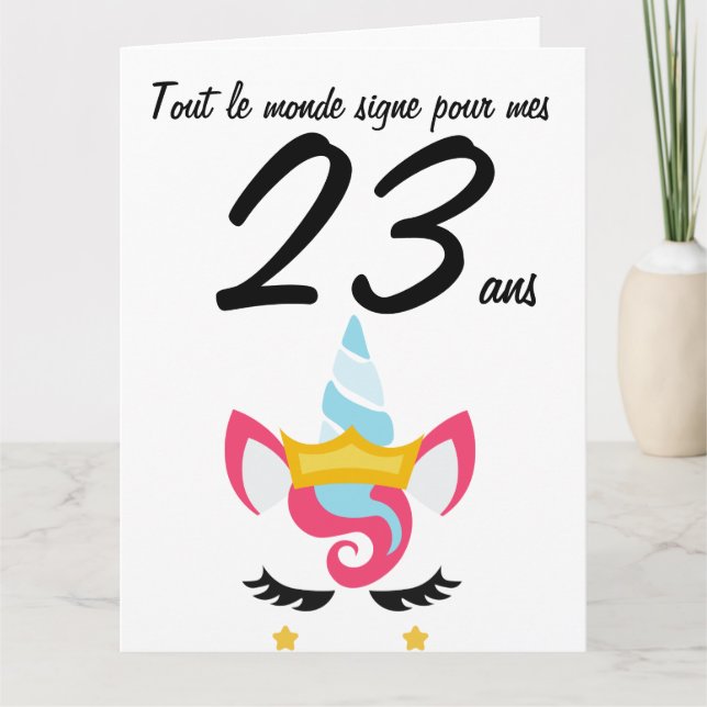 Carte anniversaire 23 ans grand format licorne xxl card (Front)
