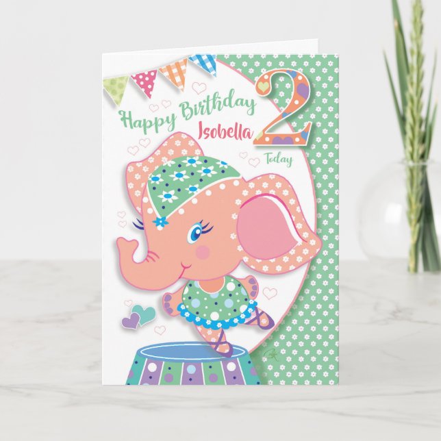 Carte Anniversaire 2, Elle Ballerina Elephant (Devant)