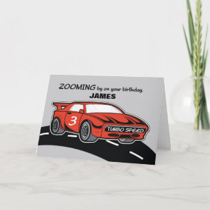 Carte Anniversaire 3 Red Sports Voiture