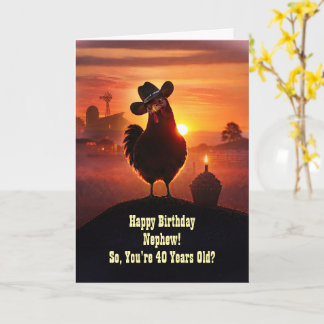 Carte Anniversaire 40 ans Tonton Drôle Poulet Country 