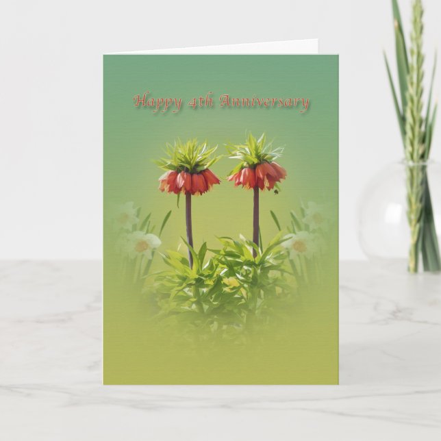Carte Anniversaire, 4e, Tulipes rouges Rubra (Devant)