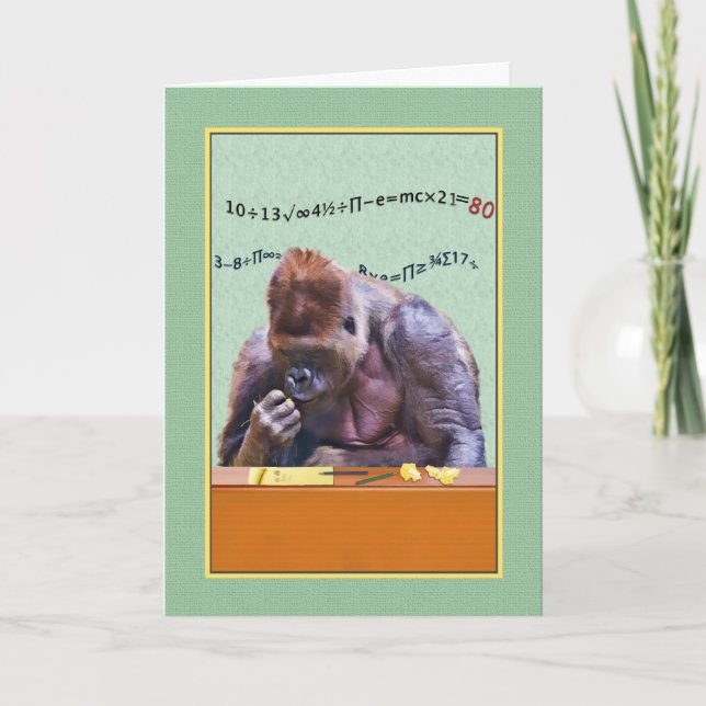 Carte Anniversaire, 80ème, Gorilla au bureau (Devant)