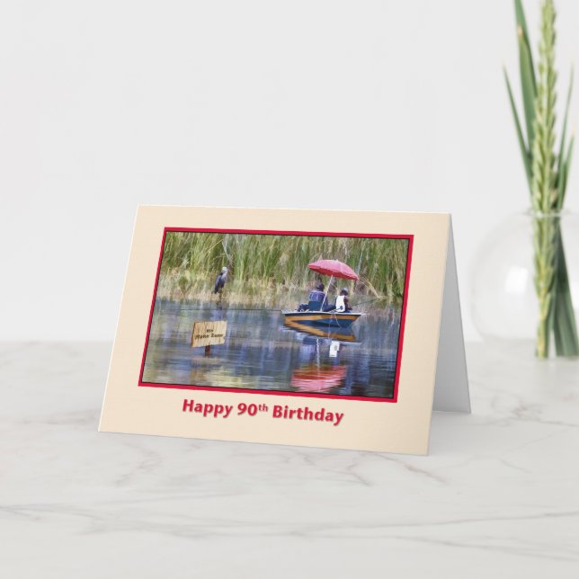 Carte Anniversaire, 90e, Deux pêcheurs au lac (Devant)