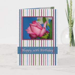 Carte Anniversaire, 90ème, Rose rouge