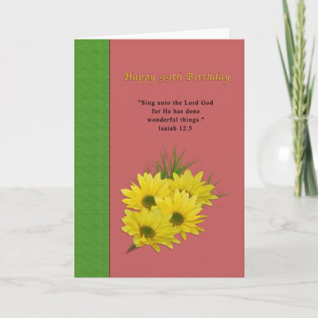 Carte Anniversaire, 99ème, Fêtes Jaunes, Religieux (Devant)