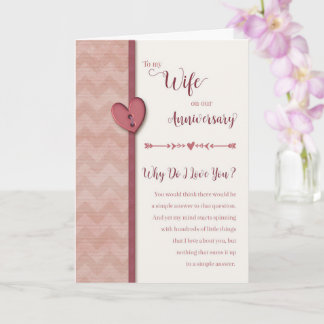 Carte Anniversaire à la femme - Pourquoi je t'aime ? Car