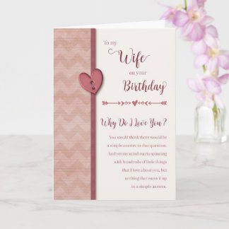 Carte Anniversaire à la femme - Pourquoi je t'aime ? Car