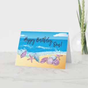 Carte Anniversaire à son fils grandi avec des coquillage