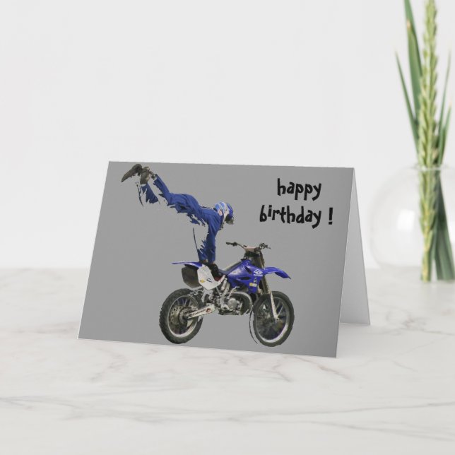 Carte anniversaire aérien de motocross (Devant)