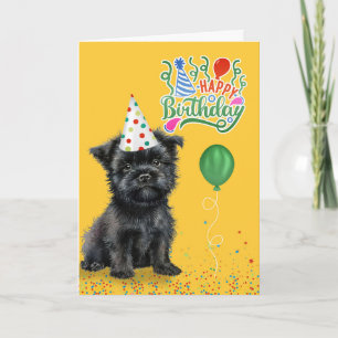 Carte Anniversaire Affenpinscher Chien dans un Casquette