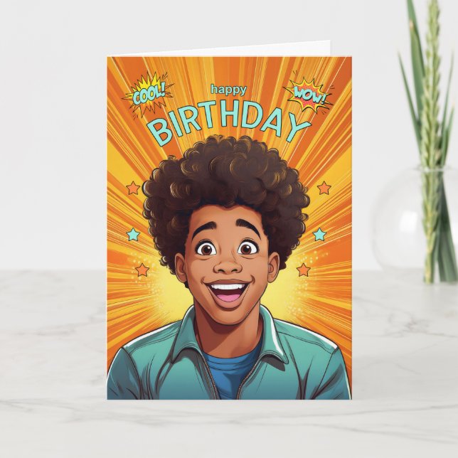 Carte Anniversaire Africain Américain Adolescent Boy Pop (Devant)