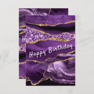 Carte Anniversaire Agate Purple Gold Parties scint