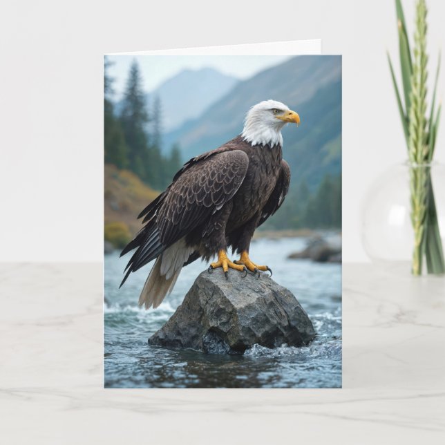 Carte Anniversaire Aigle De Balle Sur River Rock (Devant)
