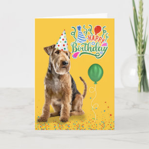 Carte Anniversaire Airedale Terrier dans un Casquette de