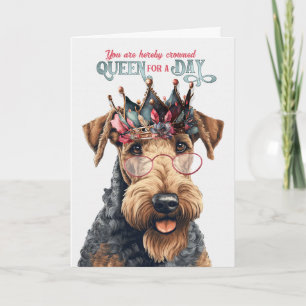 Carte Anniversaire Airedale Terrier Dog Queen pour une j