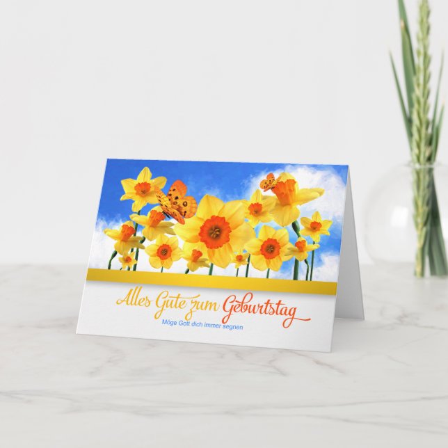 Carte Anniversaire ALLEMAND avec Daffodique Garden Butte (Devant)