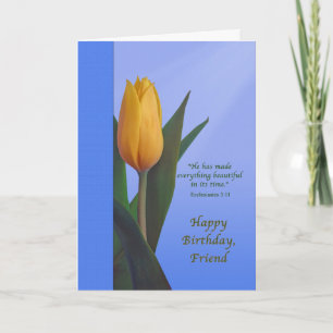 Carte Anniversaire, Ami, Fleur de tulipe dorée