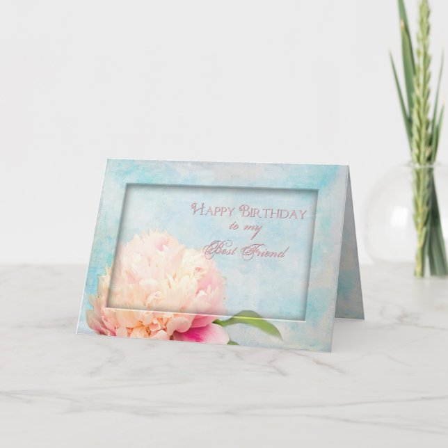 Carte Anniversaire - Ami, Peony Flower Gros plan (Devant)