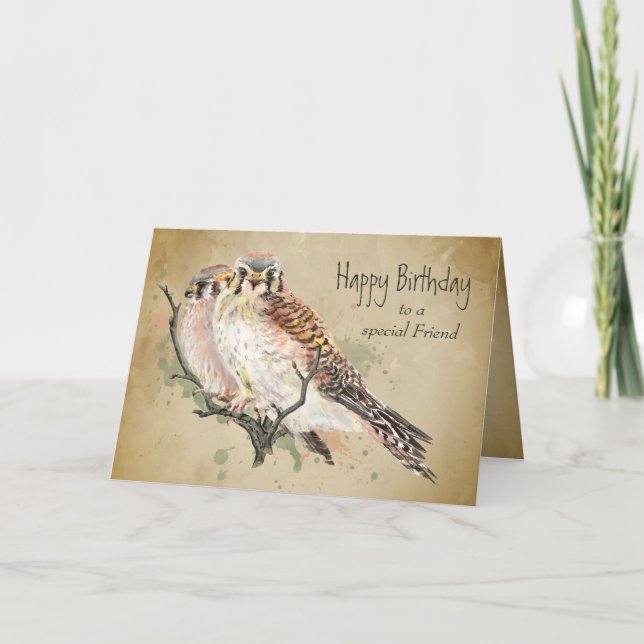 Carte Anniversaire Ami spécial Kestrel Falcon Bird (Devant)