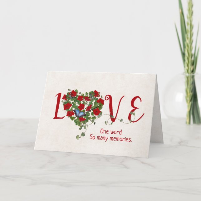 Carte Anniversaire Amour Petunias et Papillon (Devant)