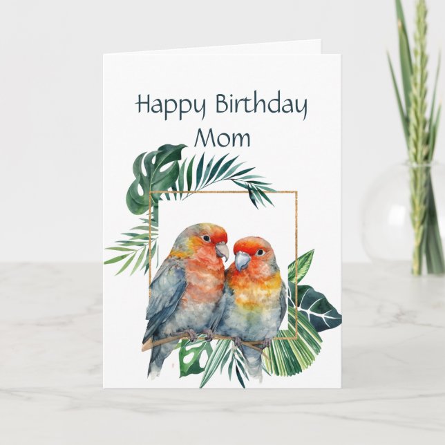 Carte Anniversaire amusant pour Maman Parrot Couple Bird (Devant)