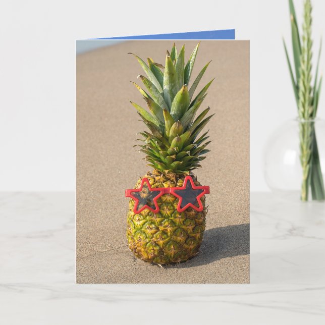 Carte Anniversaire ananas avec lunettes de soleil (Devant)