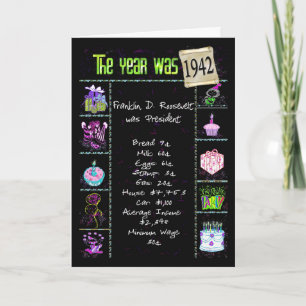 Carte Anniversaire Année 1942 Fun Trivia Faits