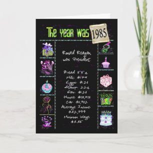 Carte Anniversaire Année 1985 Fun Trivia Faits