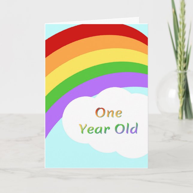 Carte Anniversaire Arc-En-Ciel Pour Un An (Devant)