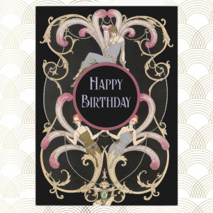 Carte Anniversaire Art déco festif