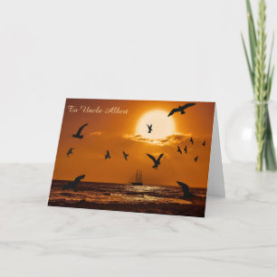 Carte Anniversaire au coucher du soleil en mer
