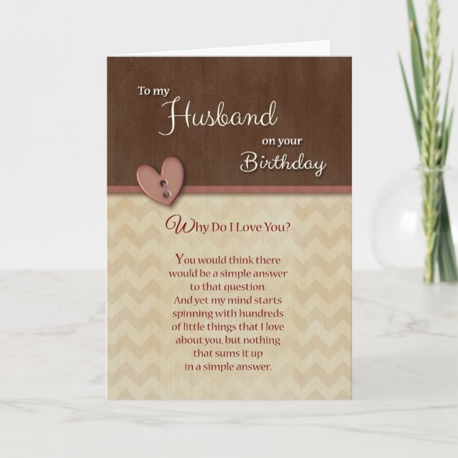 Carte Anniversaire au mari - Pourquoi je t'aime ? (Devant)