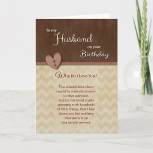 Carte Anniversaire au mari - Pourquoi je t'aime ?