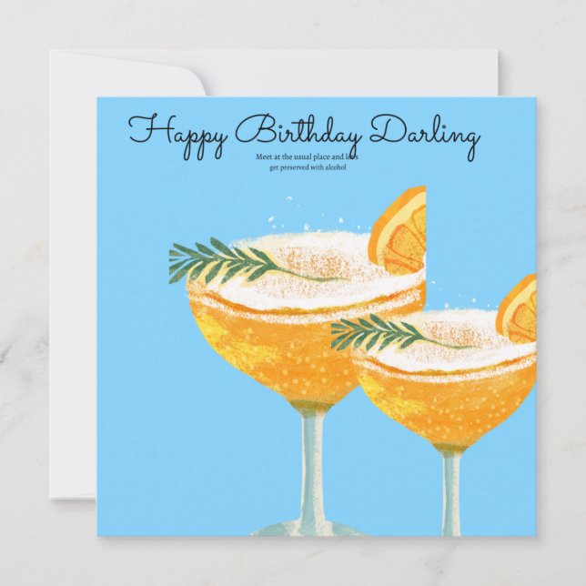 Carte anniversaire, avec cocktail et message amusa (Devant)