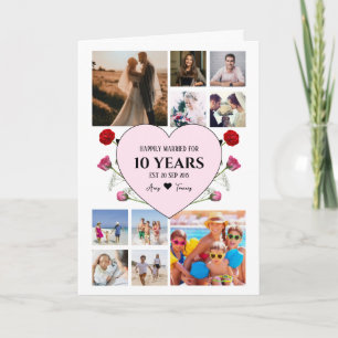 Carte Anniversaire avec coeur rose et photo Rose