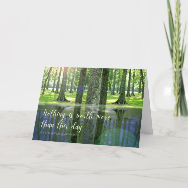 Carte Anniversaire avec Goethe Citation Sunlight et Wood (Devant)