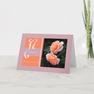 Carte Anniversaire avec Peach Open Rose