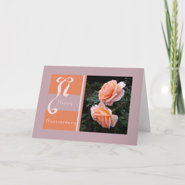 Carte Anniversaire avec Peach Open Rose (Devant)