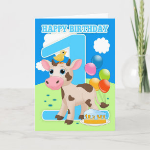 Carte Anniversaire Avec Petit Gâteau De Vache Et B