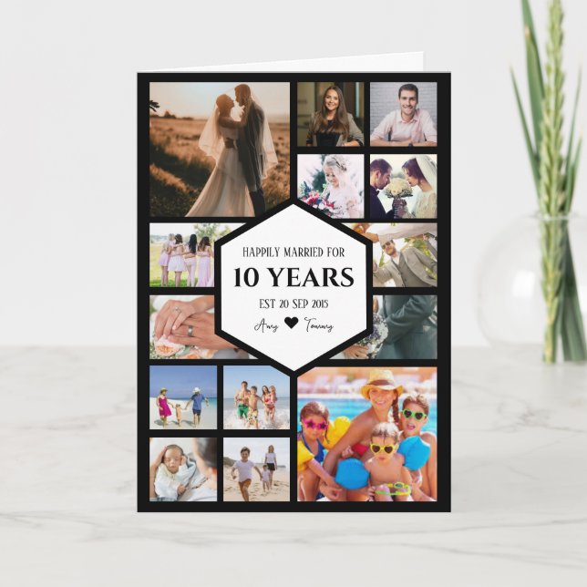 Carte Anniversaire Avec Photo Centre Hexagon (Devant)