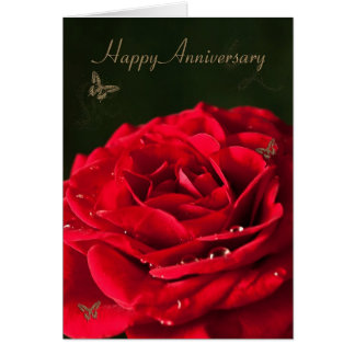 Carte Anniversaire avec une rose rouge classique
