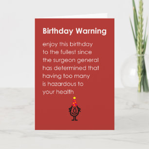 Carte Anniversaire Avertissement Un Joyeux Poème Anniver