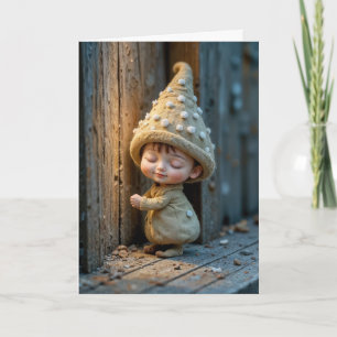 Carte Anniversaire Bashful Munchkin debout près d'une po